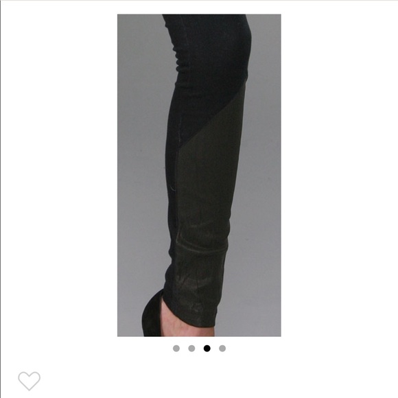 Alice + Olivia Front Zip Denim & Leather Leggings 2 - Picture 7 of 8